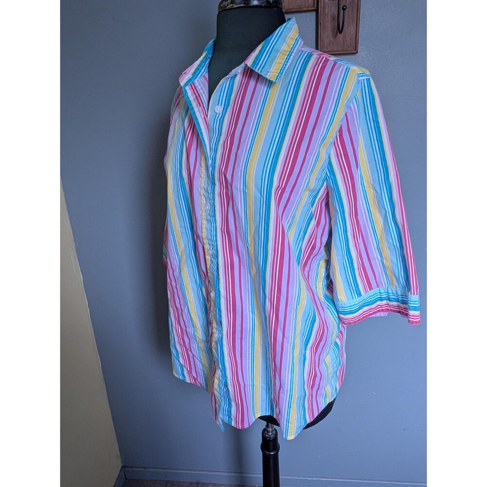 Vintage 80s Candy Stripe Blouse Size Large - Picture 1 of 13